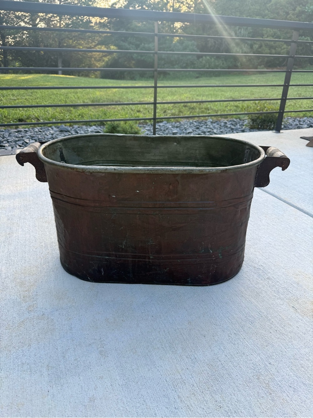 Antique Copper Double Handle Broiler/Wash Tub